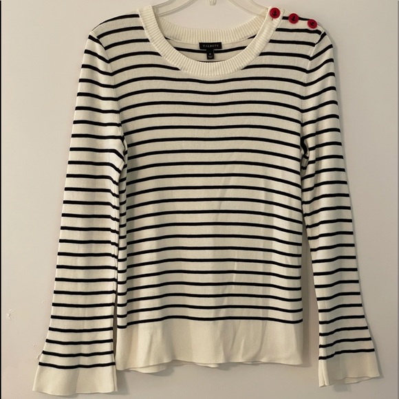 Talbots Flare Sleeve Stripe Pullover - Picture 2 of 8